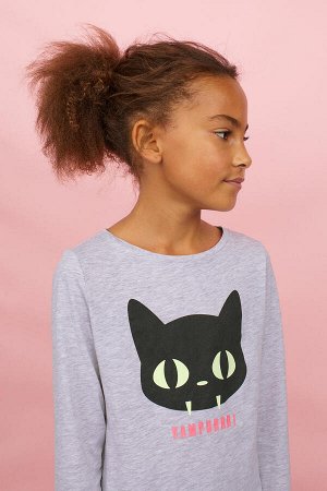 футболка Светло-серый кот / вампурр
