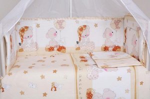 Борт в детскую кроватку Мишка в колпаке бежевый цвет