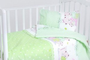 Постельное бельё в кроватку Мишкина семья салатовый цвет