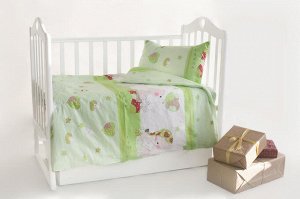 Постельное бельё в кроватку Мишка в колпаке салатовый цвет