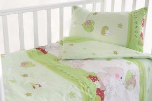 Постельное бельё в кроватку Мишка в колпаке салатовый цвет