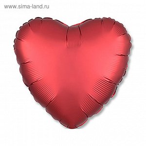 Шар фольгированный 18" "Сердце", сатин, красный, 1 шт.