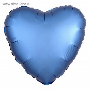 Шар фольгированный 18" "Сердце", сатин, синий