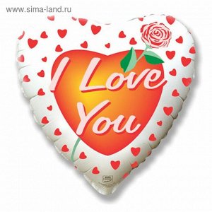 Шар фольгированный 18" I Love You "Роза", сердце