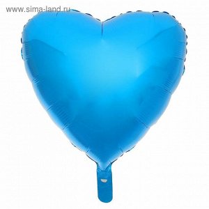 Шар фольгированный 18", сердце, металл, цвет синий