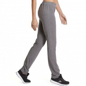 Женские брюки прямого покроя для гимнастики 100 Gym stretching серые DOMYOS