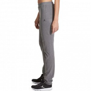 Женские брюки прямого покроя для гимнастики 100 Gym stretching серые DOMYOS