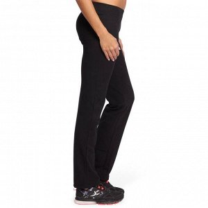 Женские брюки прямого покроя для гимнастики 500 Gym stretching черные DOMYOS