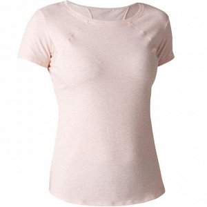 Женская футболка для гимнастики Free move 520 gym stretching светло–розовая DOMYOS