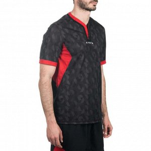 Двухстороння футболка для регби для взр. R500 чёрная/красная OFFLOAD