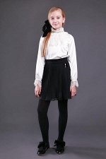 Блузка атлас, белые французские кружева, жемчуг
