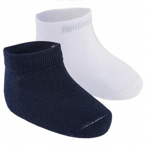 Носки гимнастические детские комплект 2 пары белые/темно-синие 100 LOW  DOMYOS