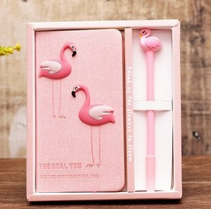 Подарочный набор в коробочке:блокнот +ручка , "Розовый фламинго"