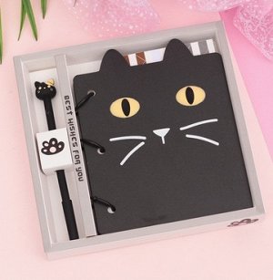 Подарочный набор в коробочке:блокнот +ручка , "Черный кот"