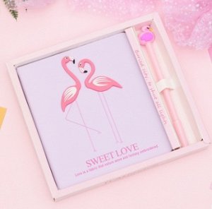 Подарочный набор в коробочке:блокнот +ручка " Розовый фламинго",