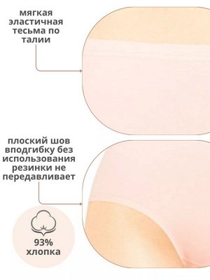 Трусы женские слипы с высокой талией из хлопка цвет Пион (Edelica)