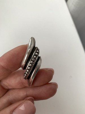 Комплект серьги и кольцо серебро 960 пробы, гальванопластика