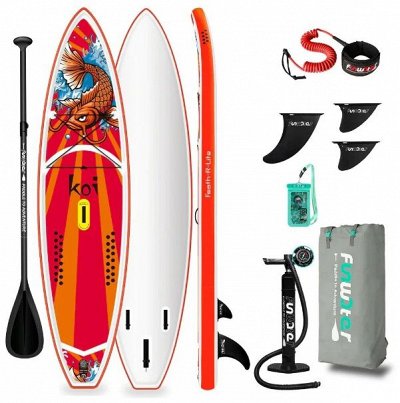 Сап-доска FUNWATER KOI [350х84х15см, 15PSI, рюкзак, алюм.весло, плавник, лиш, насос, ремкоплект, до 200кг, 8,7кг]
