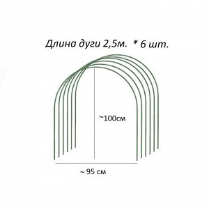 Дуга парниковая металл. 2,5м в ПВХ (0.4мм) комплект 6шт