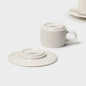 Набор кофейный Magistro Whitewarm, 4 предмета: чашка 250 мл, блюдце d=15.5 см, фарфор