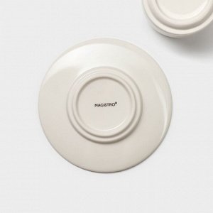 Набор кофейный Magistro Whitewarm, 4 предмета: чашка 250 мл, блюдце d=15.5 см, фарфор