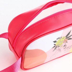 Косметичка на молнии, с ручкой, цвет малиновый