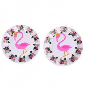 Набор бумажных тарелок(10шт) "Розовый фламинго"