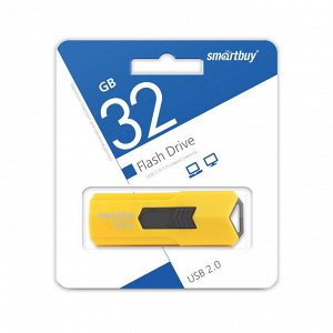 USB 2.0 накопитель  Smartbuy 32GB  STREAM Yellow (SB32GBST-Y)