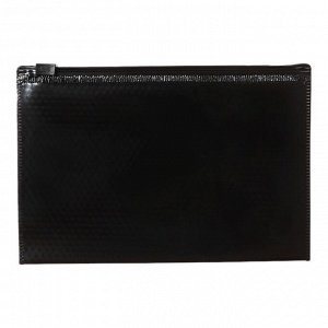 Папка-конверт на ZIP-молнии С6 (175х117 мм), 180 мкм, ErichKrause "Diamond Total Black", непрозрачная, тиснение, черная