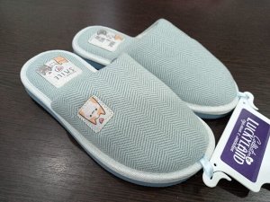 Тапочки детские домашние закрытые цвет Серо-голубой
