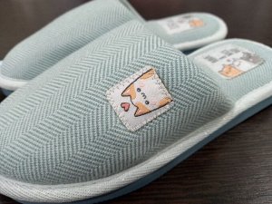 Тапочки детские домашние закрытые цвет Серо-голубой