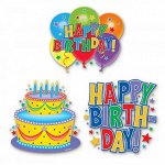 Баннер-комплект Нappy Вirthday Шары Торт ассорти 12 шт