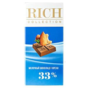 Шоколад RICH COLLECTION 33% Молочный+Орехи 70 г 1уп.х 10шт.