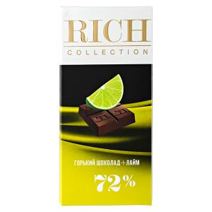 Шоколад RICH COLLECTION 72% Горький+Лайм 70 г 1уп.х 10шт.