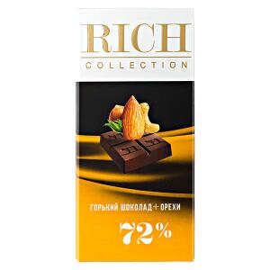 Шоколад RICH COLLECTION 72% Горький+Орехи 70 г 1уп.х 10шт.
