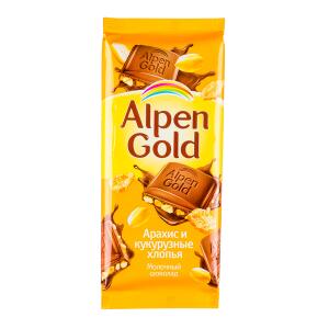 Шоколад Альпен Гольд Арахис Кукуруза 90гр.   1уп.х 20шт.