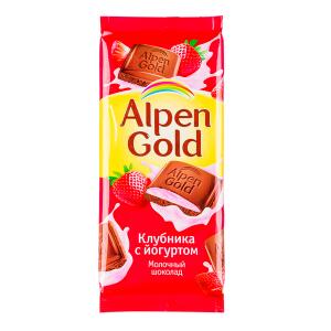 Шоколад Альпен Гольд Клубника Йогурт 90 г 1 уп.х 20 шт.