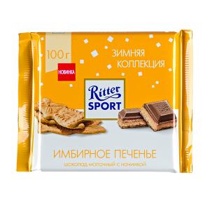 Шоколад Риттер Спорт Имбирное печенье 100гр. 1уп.х 11шт.