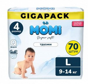 MOMI Super Soft GIGA PACK подгузники-трусики L (9-14 кг). 70 шт