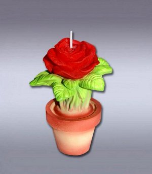 Свеча роза красная в горшке h=11 см (время горения - 6 ч.)