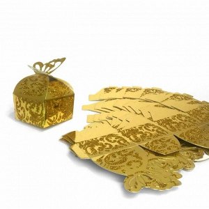 Коробка сборная бабочка 6х6х8см, золото (компл.=10 шт)