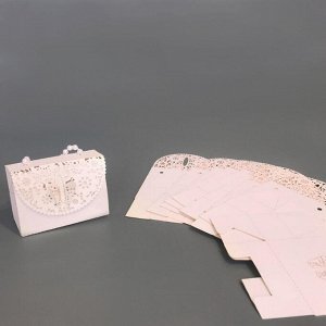 Коробка сборная сумочка резная 4х8х6см, розовая (компл.=10 шт)