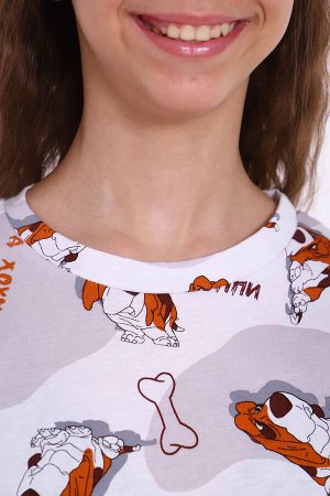 Сорочка Варианты расцветки: белый
Ткань:  кулирка, Состав: 100% Хлопок
Детская сорочка с короткими рукавами для девочек из легкого трикотажа. Домашняя одежда для девочек должна быть удобной, функциона