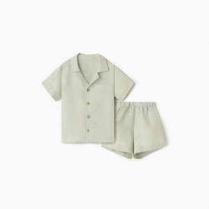 Костюм детский (рубашка и шорты) Крошка Я Linen, -92, зеленый