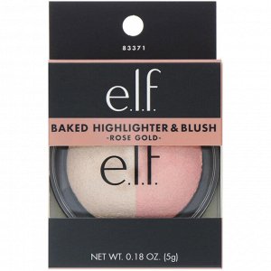 E.L.F. Cosmetics, Запеченный хайлайтер и румяна, золотисто-розовый оттенок, 0,18 унц. (5 г)