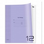 Тетрадь 12 л., клетка BG &quot;UniTone. Neon&quot;, пласт. прозрачная обложка, неон сиреневая