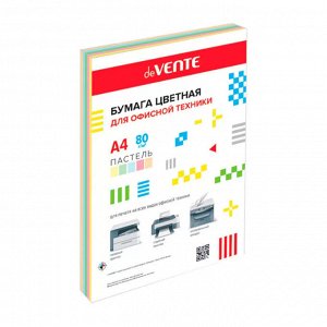 Бумага цветная deVENTE, ассорти, 5 цв., пастель (гол.,желт.,оранж.,роз., салат.)80 г/м?, 100 л
