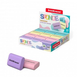 Ластик Erich Krause Sponge, Эко-ПВХ, 37*33*15мм, ассорти