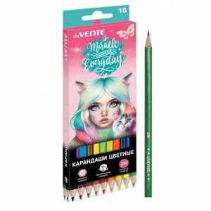 Карандаши цветные 18 цв., корпус дерево, шестигр., deVENTE. Miracle