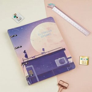 Тетрадь А5, 100 листов, клетка на кольцах MESHU "Blooming dreams", матовая ламинация, тиснение фольгой